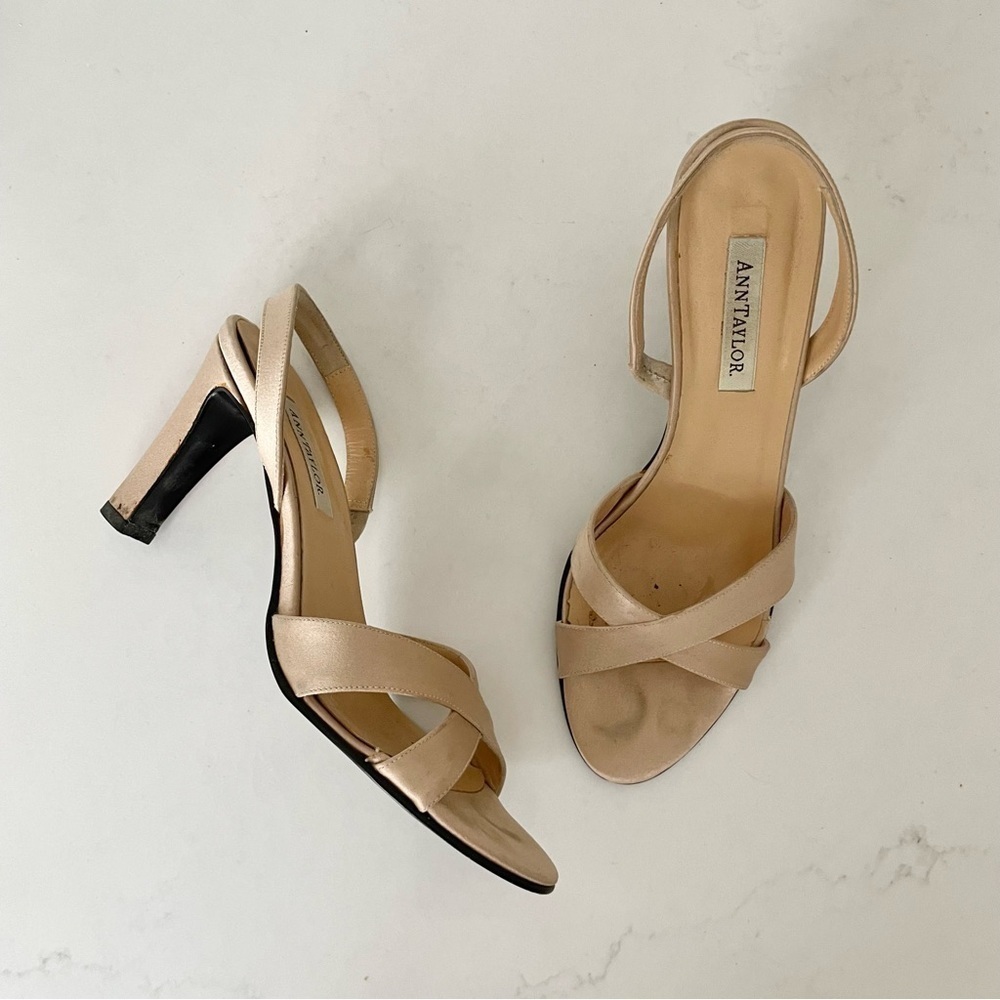 Ann Taylor champagne satin heels